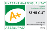 SDK-Kranken bestätigt „Sehr gut“ (A+) im Assekurata Unternehmensrating 2014 