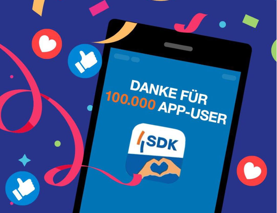SDK feiert 100.000 Nutzer/innen der SDK-App! SDK feiert 100.000 Nutzer/innen der SDK-App!